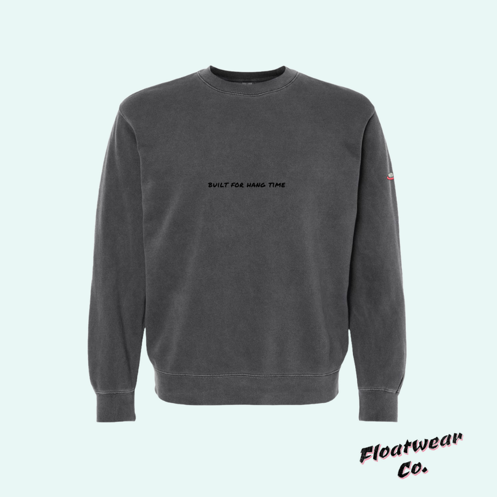 Gray sweatshirt with text on a light gray background