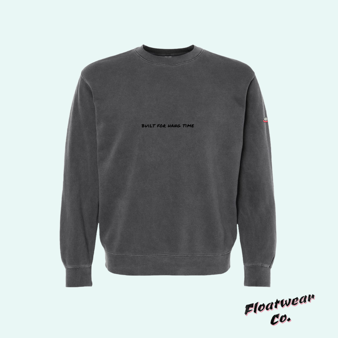 Gray sweatshirt with text on a light gray background